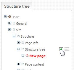 Structure tree create new page
